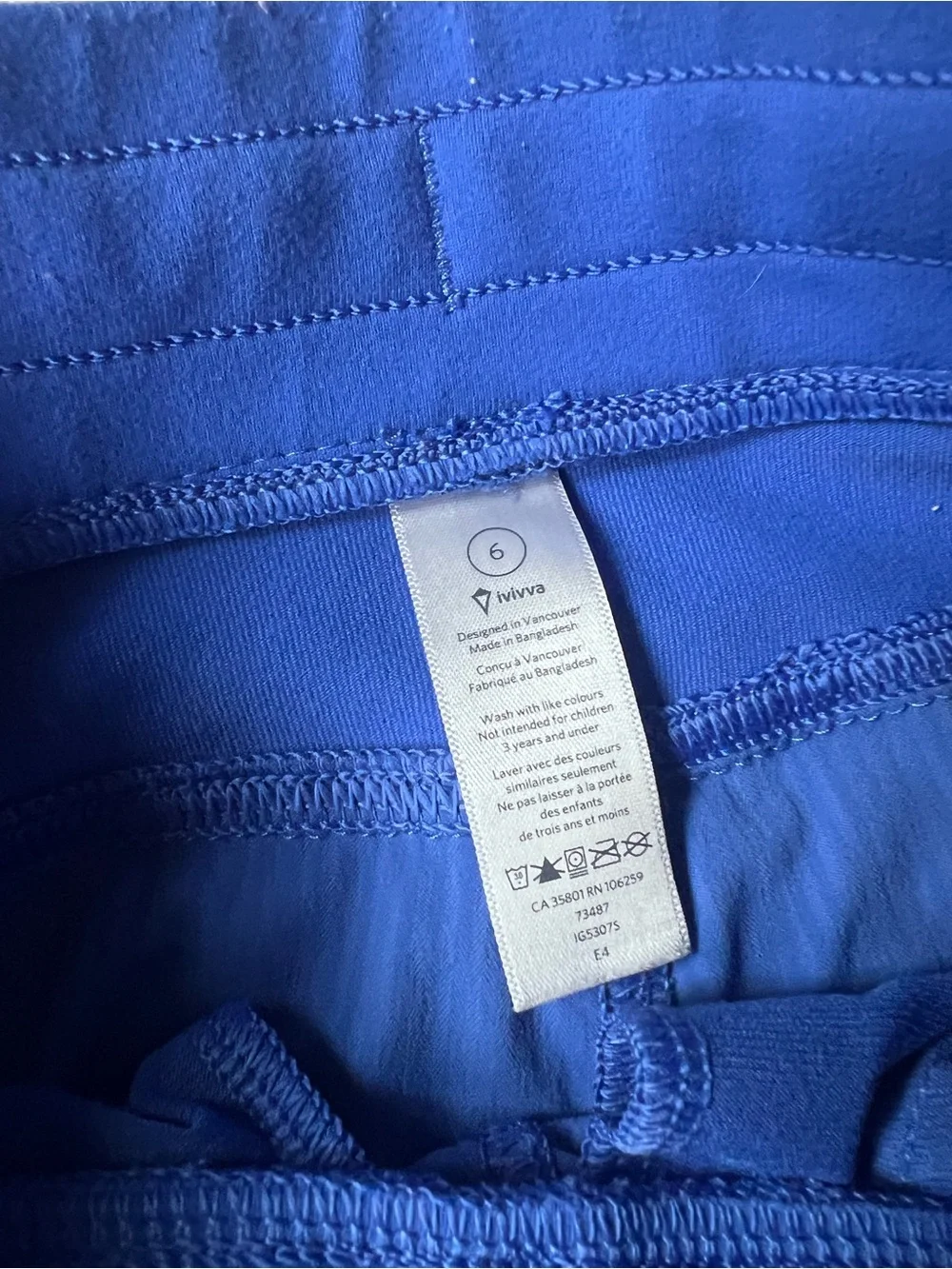 Ivivva Lululemon Dance Studio Pants Girls Blue Capri Rollup Option Size 6